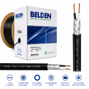 1032A Belden 1032A Instrumentation Cable 1 Pair 18 AWG Shielded 305 Meter Black