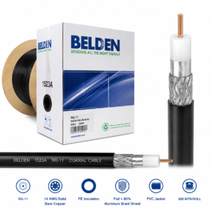 1532A Belden 1523A RG-11 Broadband Coaxial Cable 14 AWG Solid Bare Copper Covered Steel 305 Meter PVC CM Black